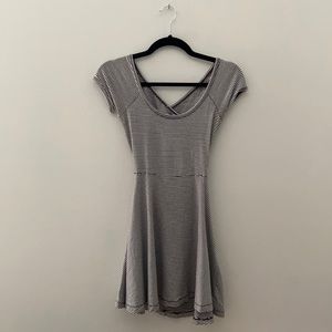 brandy melville striped criss-cross open back skater dress